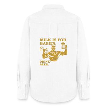 Conception audacieuse de citation de boisson virile - Chemise Oxford Femme - blanc - Dos - AI Model Female 172 light (172cm)
