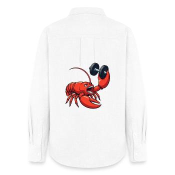 Funny Lobster Fitness Dumbbell Workout Cartoon - Women's Oxford Shirt - white - Back - AI Model Female 172 light (172cm)