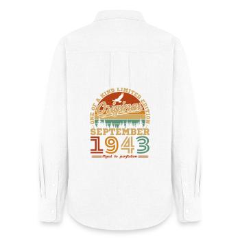 Septembre 1943 Vintage Cadeau Anniversaire - Chemise Oxford Femme - blanc - Dos - AI Model Female 172 light (172cm)