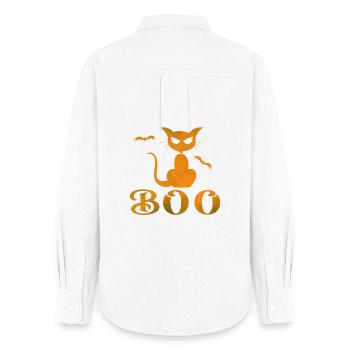 Halloween Boo Katze Design - Frauen Oxford Hemd - Weiß - Hinten - AI Model Female 172 light (172cm)