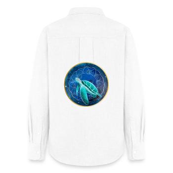 Galactic Sea Turtle Illustration - Women's Oxford Shirt - white - Back - AI Model Female 172 light (172cm)