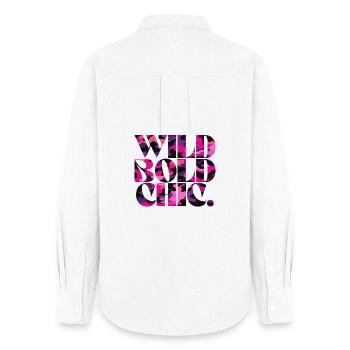 Wild Bold Chic Camo Muster Design - Frauen Oxford Hemd - Weiß - Hinten - AI Model Female 172 light (172cm)