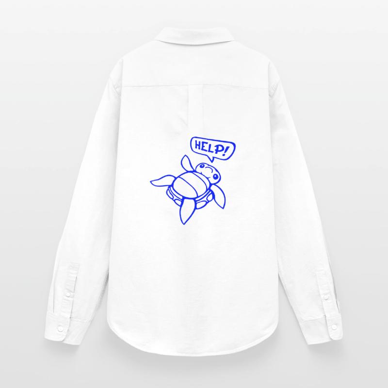 Turtle Back Tilted Over Helpless Side Help Women's Oxford Shirt