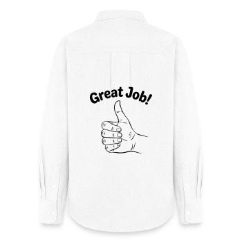 Excellent travail, pouce en l’air - Chemise Oxford Femme - blanc - Dos - AI Model Female 172 light (172cm)