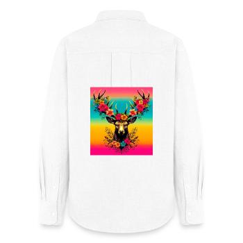 Deer - Women's Oxford Shirt - white - Back - AI Model Female 172 light (172cm)