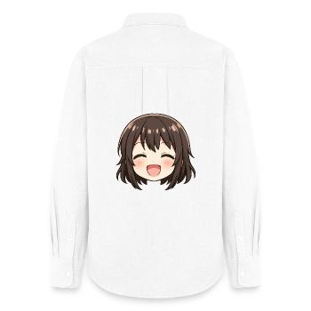 Chibi Visage Sourire Brune - Chemise Oxford Femme - blanc - Dos - AI Model Female 172 light (172cm)