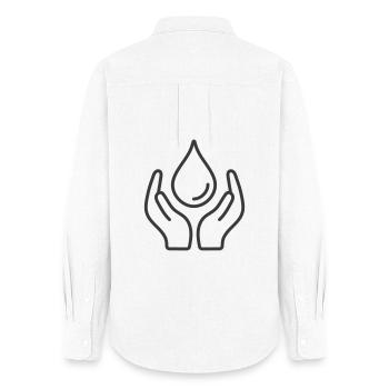 Mains protégeant Goutte d’eau Icône Logo - Chemise Oxford Femme - blanc - Dos - AI Model Female 172 light (172cm)