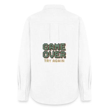 Game Over Try Again Pixel Art Retro Gamer Zocker - Frauen Oxford Hemd - Weiß - Hinten - AI Model Female 172 light (172cm)