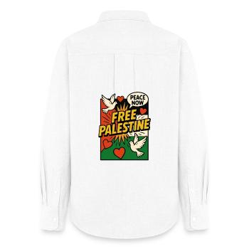 Free Palestine - Peace and solidarity pop art - Women's Oxford Shirt - white - Back - AI Model Female 172 light (172cm)