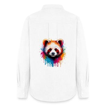 Panda Aquarellfarben Explosion - Frauen Oxford Hemd - Weiß - Hinten - AI Model Female 172 light (172cm)