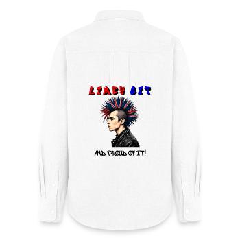 Limey Git — And Proud of It! British Punk Rock  - Women's Oxford Shirt - white - Back - AI Model Female 172 light (172cm)