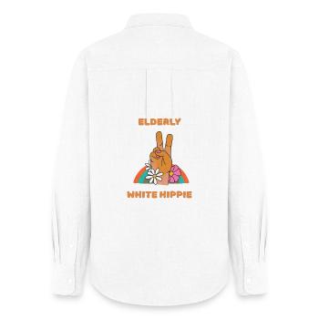 Personnes âgées White Hippie design - Chemise Oxford Femme - blanc - Dos - AI Model Female 172 light (172cm)