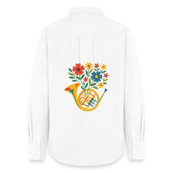 Bouquet de corne florale - Chemise Oxford Femme - blanc - Dos - AI Model Female 172 light (172cm)