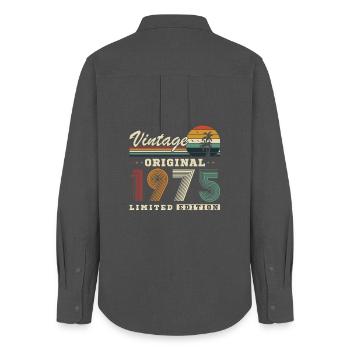 1975 Vintage Retro Birthday Gift - Women's Oxford Shirt - anthracite - Back - AI Model Female 172 light (172cm)