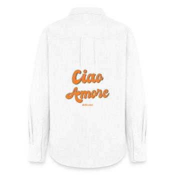 Ciao Amore Retro Typography - Women's Oxford Shirt - white - Back - AI Model Female 172 light (172cm)