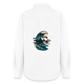 Cool Toucan Surfing Wave Art - Frauen Oxford Hemd - Weiß - Hinten - AI Model Female 172 light (172cm)
