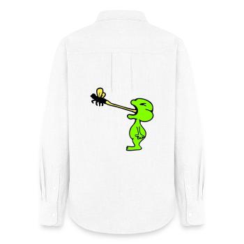 La grenouille attrape la mouche langue moustique manger le crapaud de la faim - Chemise Oxford Femme - blanc - Dos - AI Model Female 172 light (172cm)