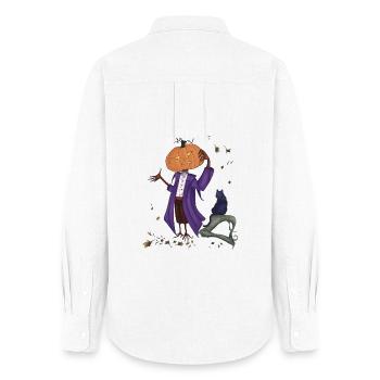 Dashing pumpkin in Purple Coat - Women's Oxford Shirt - white - Back - AI Model Female 172 light (172cm)