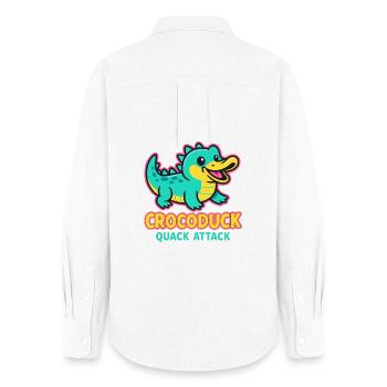 Crocoduck - Quack Attack - Women's Oxford Shirt - white - Back - AI Model Female 172 light (172cm)