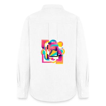 Kaleidoskopische Farbgeometrie Abstrakt - Frauen Oxford Hemd - Weiß - Hinten - AI Model Female 172 light (172cm)
