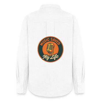 Music Saved My Life Retro Vintage T-Shirt - Frauen Oxford Hemd - Weiß - Hinten - AI Model Female 172 light (172cm)