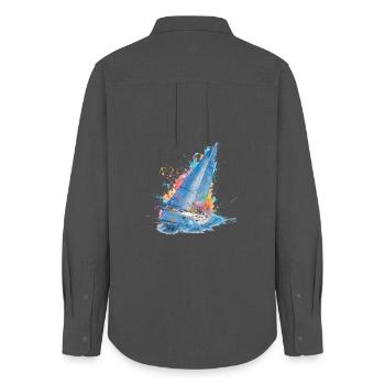 Segeltraum Farbexplosion - Frauen Oxford Hemd - Anthrazit - Hinten - AI Model Female 172 light (172cm)