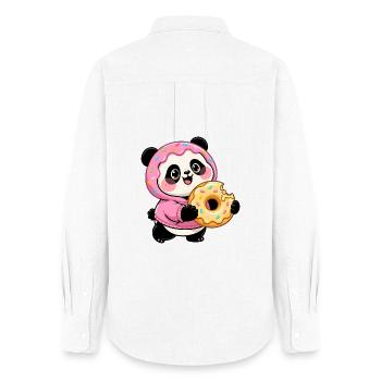 Funny Panda with Donut Halloween Candy - Women's Oxford Shirt - white - Back - AI Model Female 172 light (172cm)