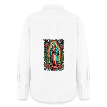 Vierge aux roses et aux cactus - Chemise Oxford Femme - blanc - Dos - AI Model Female 172 light (172cm)