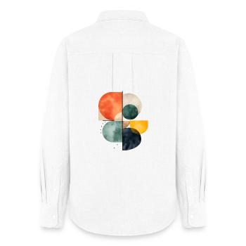 Abstract Circles Watercolor Design Colorful Geometry - Women's Oxford Shirt - white - Back - AI Model Female 172 light (172cm)
