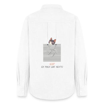 Chat curieux - Effet de ligne 3D amusant - Chemise Oxford Femme - blanc - Dos - AI Model Female 172 light (172cm)