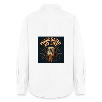 Retro Musik T-Shirt im Vintage-Stil - Frauen Oxford Hemd - Weiß - Hinten - AI Model Female 172 light (172cm)