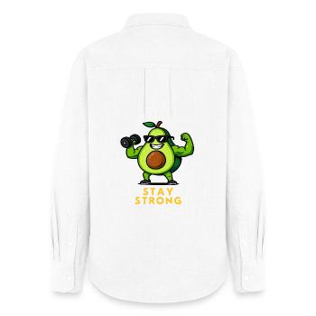 Avocat Kraft Image Rester fort Fitness Légumes - Chemise Oxford Femme - blanc - Dos - AI Model Female 172 light (172cm)