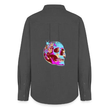 Disco Skull Mosaic - Women's Oxford Shirt - anthracite - Back - AI Model Female 172 light (172cm)