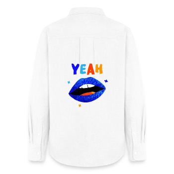 Lèvres arc-en-ciel vibrantes YEAH - Chemise Oxford Femme - blanc - Dos - AI Model Female 172 light (172cm)