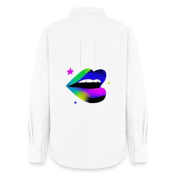 Rainbow Lip Graffiti Pop Art - Women's Oxford Shirt - white - Back - AI Model Female 172 light (172cm)