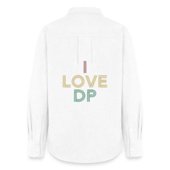 J’aime DP en détresse Vintage Rétro des années 70 - Chemise Oxford Femme - blanc - Dos - AI Model Female 172 light (172cm)