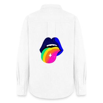 Langue arc-en-ciel Pop Art Lèvres - Chemise Oxford Femme - blanc - Dos - AI Model Female 172 light (172cm)