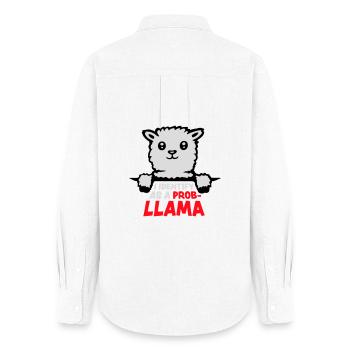 I Identify As A Probllama Cool Lama Problem Spruch - Frauen Oxford Hemd - Weiß - Hinten - AI Model Female 172 light (172cm)
