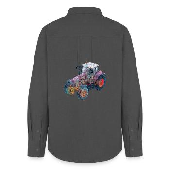 CAD X-ray Tractor Color Game Illustration - Women's Oxford Shirt - anthracite - Back - AI Model Female 172 light (172cm)