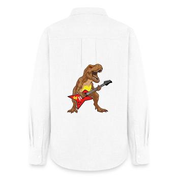 T-Rex rocks with Flying V - Women's Oxford Shirt - white - Back - AI Model Female 172 light (172cm)