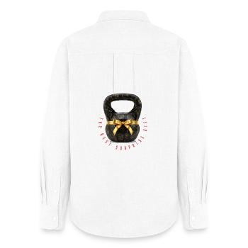 Kettlebell - le meilleur cadeau surprise pour lui. - Chemise Oxford Femme - blanc - Dos - AI Model Female 172 light (172cm)