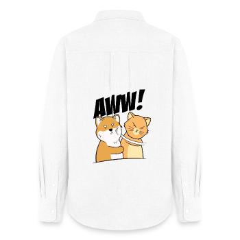 Drôle de chat gifle Meme Chat Amoureux Félin Attitude - Chemise Oxford Femme - blanc - Dos - AI Model Female 172 light (172cm)