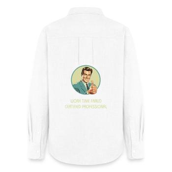 Work Time Fraud – Certified Professional  - Frauen Oxford Hemd - Weiß - Hinten - AI Model Female 172 light (172cm)
