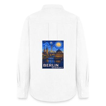 Berlin Night Sky City Motif - Women's Oxford Shirt - white - Back - AI Model Female 172 light (172cm)