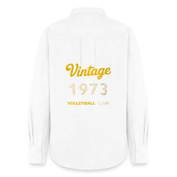 Millésime 1973 – Volleyball Club Rétro Année de naissance - Chemise Oxford Femme - blanc - Dos - AI Model Female 172 light (172cm)