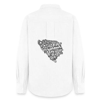 Bosnie Herzégovine Carte Mandala Sarajevo - Chemise Oxford Femme - blanc - Dos - AI Model Female 172 light (172cm)