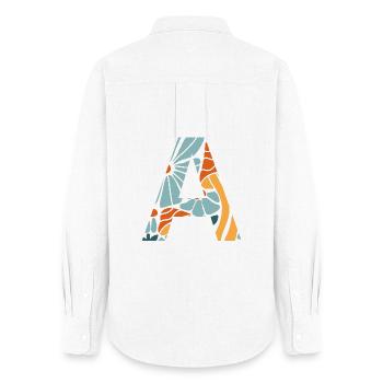 Groovy flower letter gift idea - Women's Oxford Shirt - white - Back - AI Model Female 172 light (172cm)