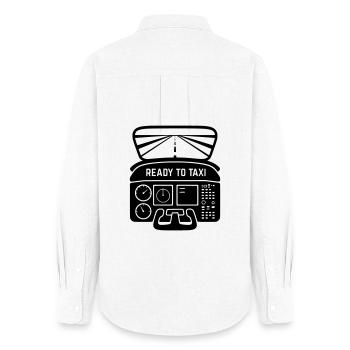 Silhouette d’avion volant de cockpit prêt à rouler - Chemise Oxford Femme - blanc - Dos - AI Model Female 172 light (172cm)