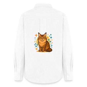 Maine Coon Katze in bunten Kreisen - Frauen Oxford Hemd - Weiß - Hinten - AI Model Female 172 light (172cm)