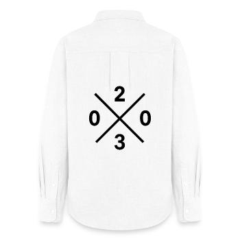 Code numérotant 0203 Duisburg Ruhrpott Merch Pullover Shirt - Chemise Oxford Femme - blanc - Dos - AI Model Female 172 light (172cm)